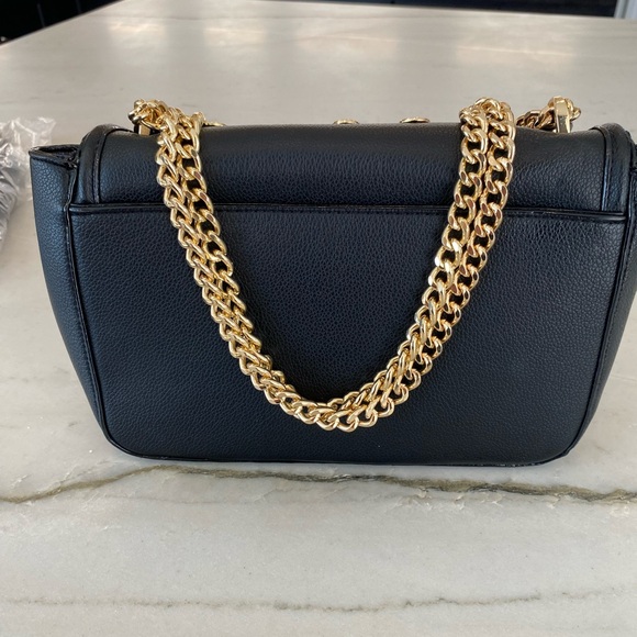 Black and Gold Crossbody Bag with Studded Design - Picture 4 of 9